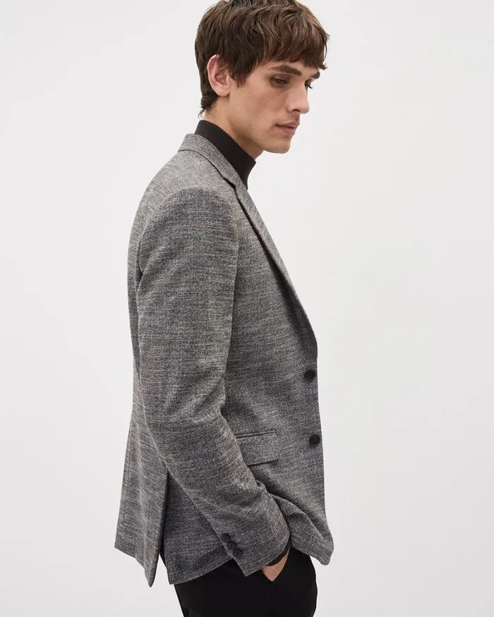 RWandCO Blazers Grey SlimFit Textured Blazer Grey 8211 Men