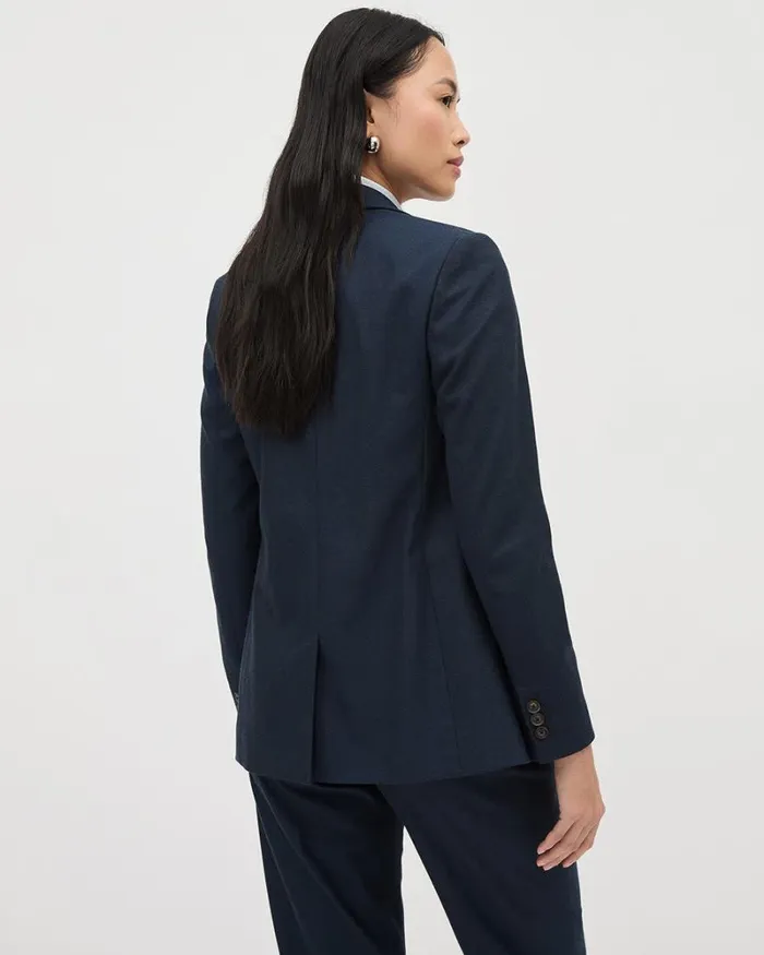 RWandCO Blazers Indigo DoubleBreasted Open Flannel Blazer Avigo Blue 8211 Women RWandCO Blazers Indigo DoubleBreasted Open Flannel Blazer Avigo Blue 8211 Women