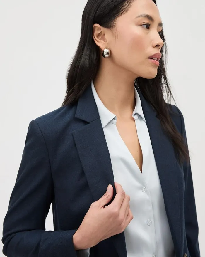 RWandCO Blazers Indigo DoubleBreasted Open Flannel Blazer Avigo Blue 8211 Women RWandCO Blazers Indigo DoubleBreasted Open Flannel Blazer Avigo Blue 8211 Women