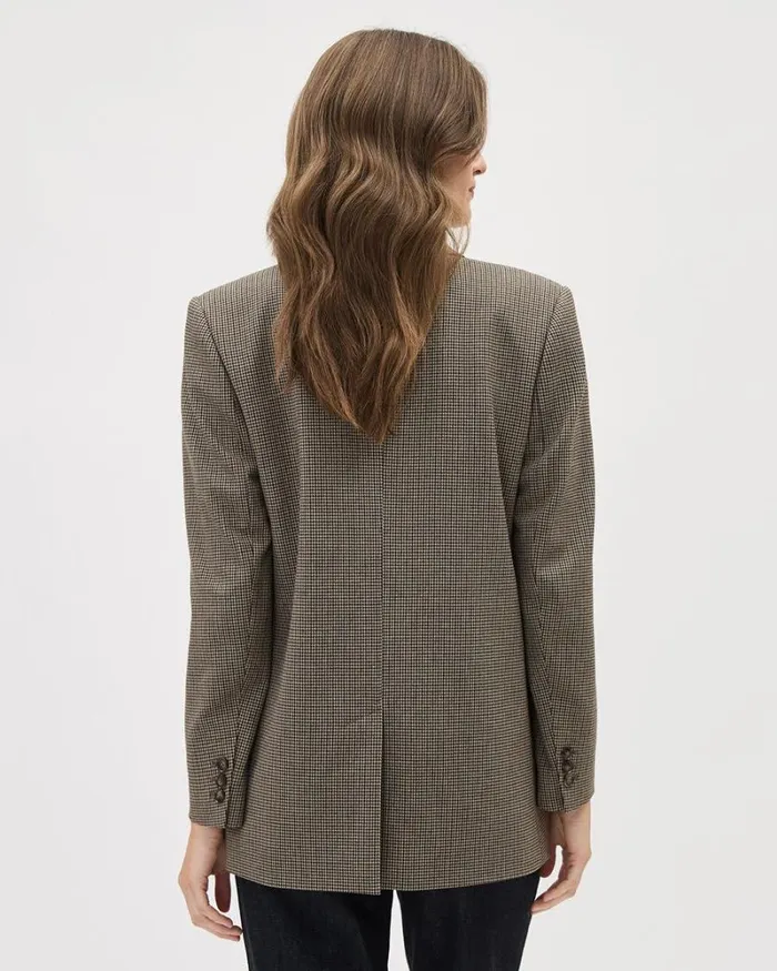 RWandCO Blazers Oversized OneButton Houndstooth Blazer Black And Brown Houndstooth 8211 Women RWandCO Blazers Oversized OneButton Houndstooth Blazer Black And Brown Houndstooth 8211 Women
