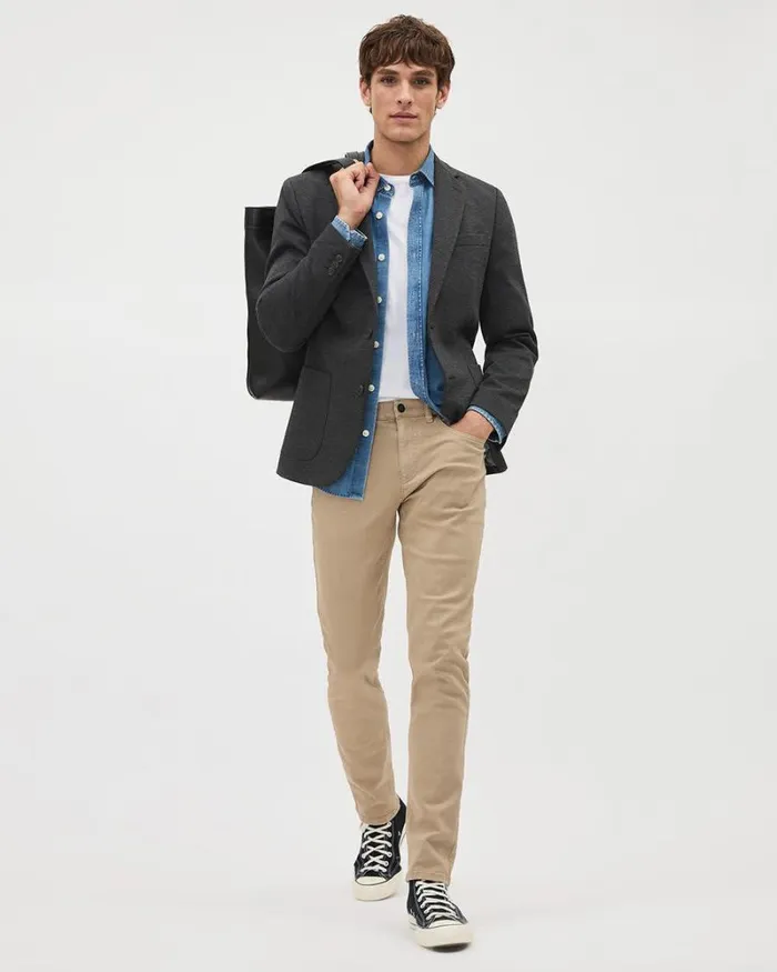 RWandCO Blazers SlimFit Textured Knit Blazer Charcoal 8211 Men