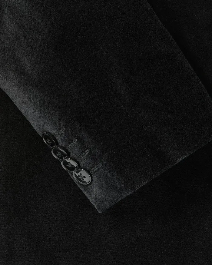 RWandCO Blazers SlimFit Velvet Suit Blazer Black 8211 Men