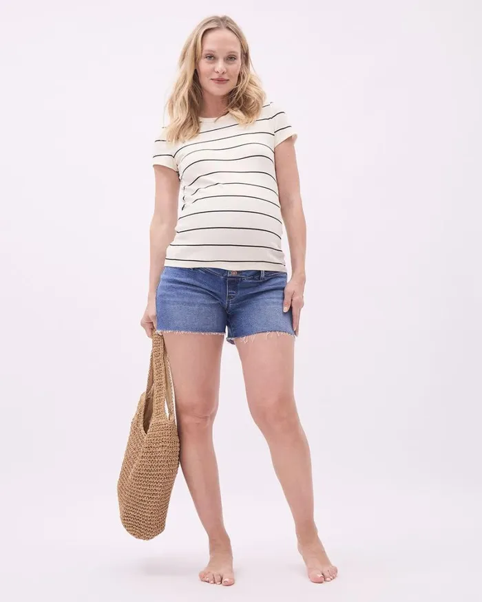 RWandCO Bottoms Medium Wash Denim Short 8211 Thyme Maternity Medium Wash 8211 Women RWandCO Bottoms Medium Wash Denim Short 8211 Thyme Maternity Medium Wash 8211 Women