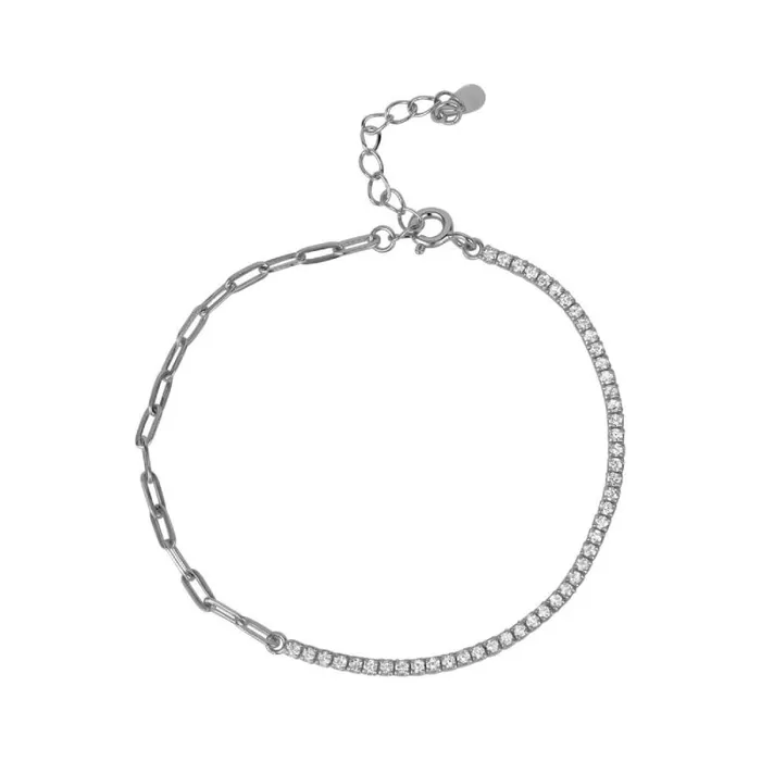 RWandCO Bracelets and Rings Club Rochelier 5A Cubic Zirconia Bracelet With Links Silver 8211 Women RWandCO Bracelets and Rings Club Rochelier 5A Cubic Zirconia Bracelet With Links Silver 8211 Women
