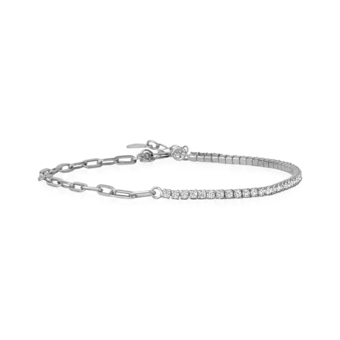 RWandCO Bracelets and Rings Club Rochelier 5A Cubic Zirconia Bracelet With Links Silver 8211 Women