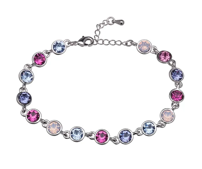 RWandCO Bracelets and Rings Rhodium Plated Crystal Tennis Bracelet In Fuchsia And Opal Rose 8211 Callura Multicolor 8211 Women RWandCO Bracelets and Rings Rhodium Plated Crystal Tennis Bracelet In Fuchsia And Opal Rose 8211 Callura Multicolor 8211 Women