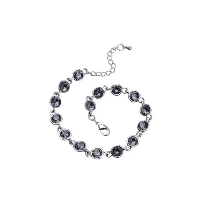 RWandCO Bracelets and Rings Rhodium Plated Crystal Tennis Bracelet In Silvernight 8211 Callura Black 8211 Women RWandCO Bracelets and Rings Rhodium Plated Crystal Tennis Bracelet In Silvernight 8211 Callura Black 8211 Women