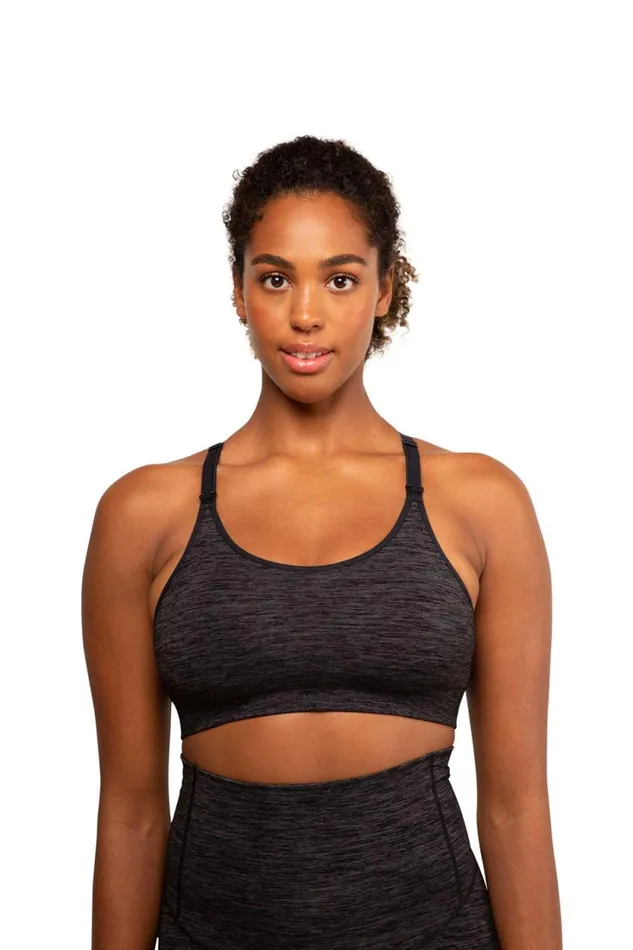 RWandCO Bras and Intimates Layla Yoga Racer Back Nursing Bra 8211 Modern Eternity Maternity Dark Grey 8211 Women