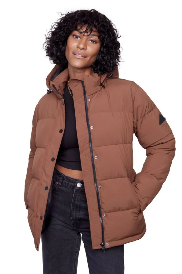 RWandCO Coats and Jackets Alpine North Women039s 8211 FORILLON Vegan Down Recycled Short Quilted Puffer Jacket Medium Brown 8211 Women