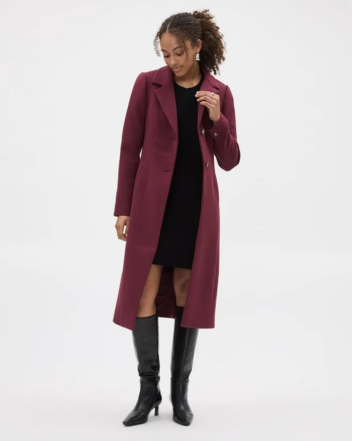 RWandCO Coats and Jackets Fitted Long Twill Coat Windsor Wine 8211 Women