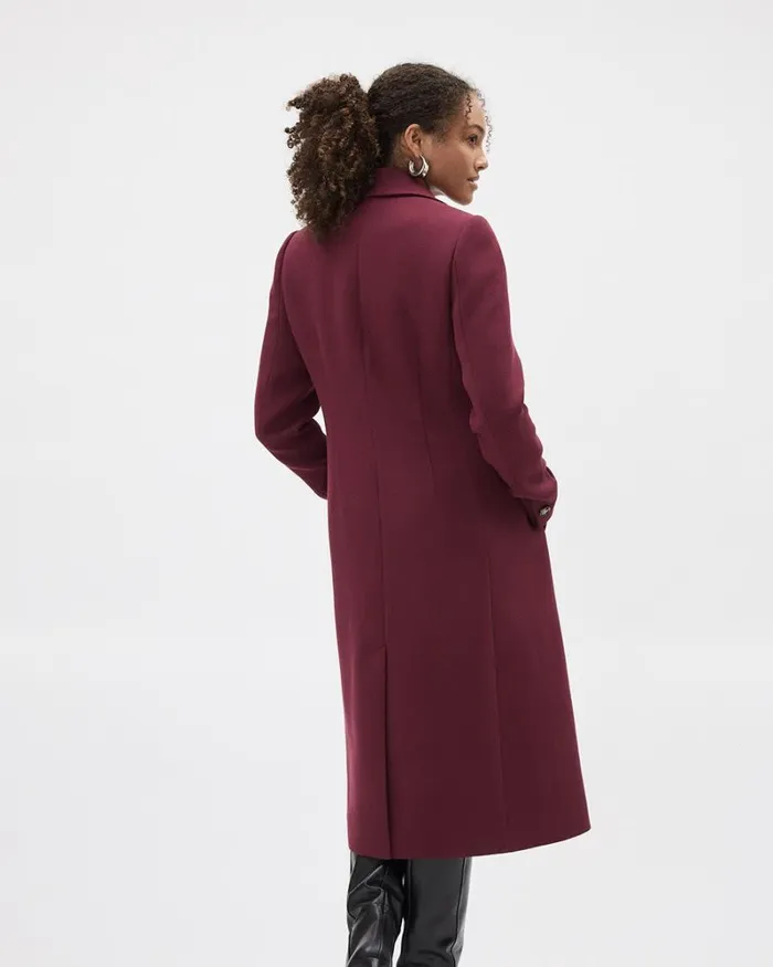 RWandCO Coats and Jackets Fitted Long Twill Coat Windsor Wine 8211 Women