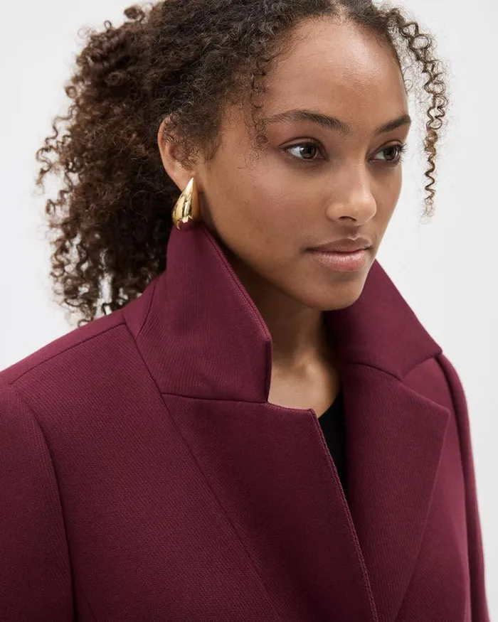 RWandCO Coats and Jackets Fitted Long Twill Coat Windsor Wine 8211 Women