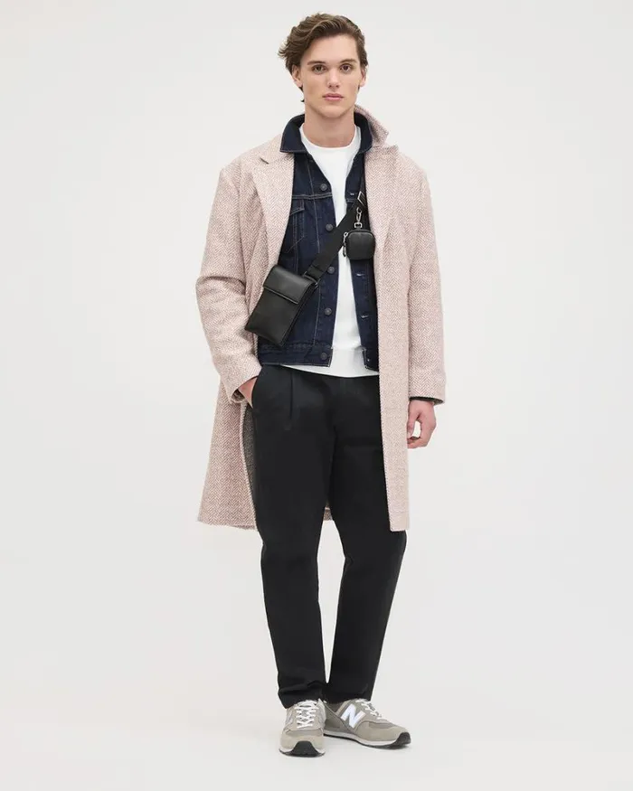 RWandCO Coats and Jackets Maxi Herringbone Wool Coat With Tailored Collar Adobe Rose 8211 Men RWandCO Coats and Jackets Maxi Herringbone Wool Coat With Tailored Collar Adobe Rose 8211 Men