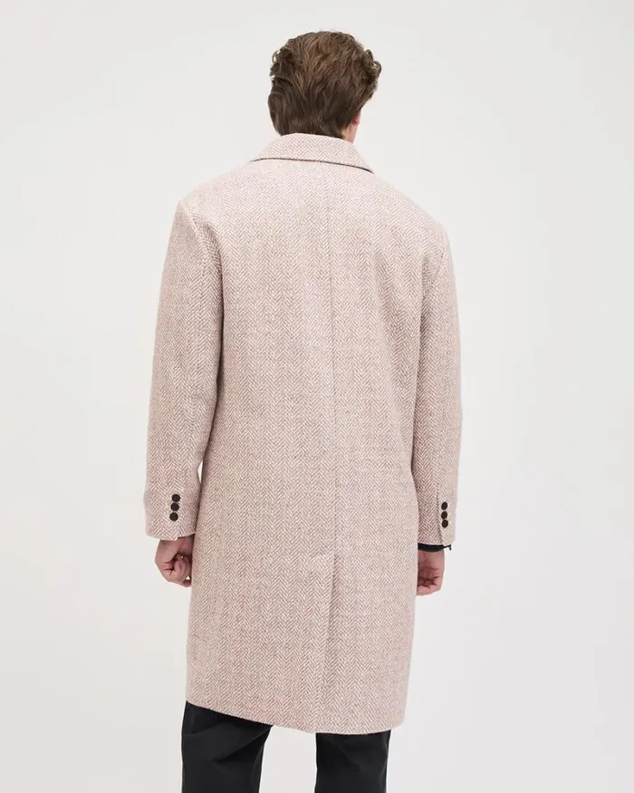 RWandCO Coats and Jackets Maxi Herringbone Wool Coat With Tailored Collar Adobe Rose 8211 Men RWandCO Coats and Jackets Maxi Herringbone Wool Coat With Tailored Collar Adobe Rose 8211 Men