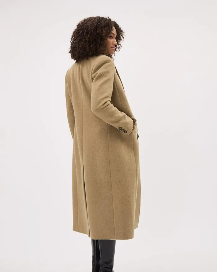 RWandCO Coats and Jackets Solid Long DoubleBreasted Wool Coat Light Camel 8211 Women RWandCO Coats and Jackets Solid Long DoubleBreasted Wool Coat Light Camel 8211 Women
