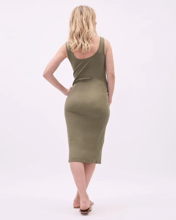 RWandCO Dresses and Jumpsuits Sleeveless Ribbed Midi Dress 8211 Thyme Maternity Capers 8211 Women
