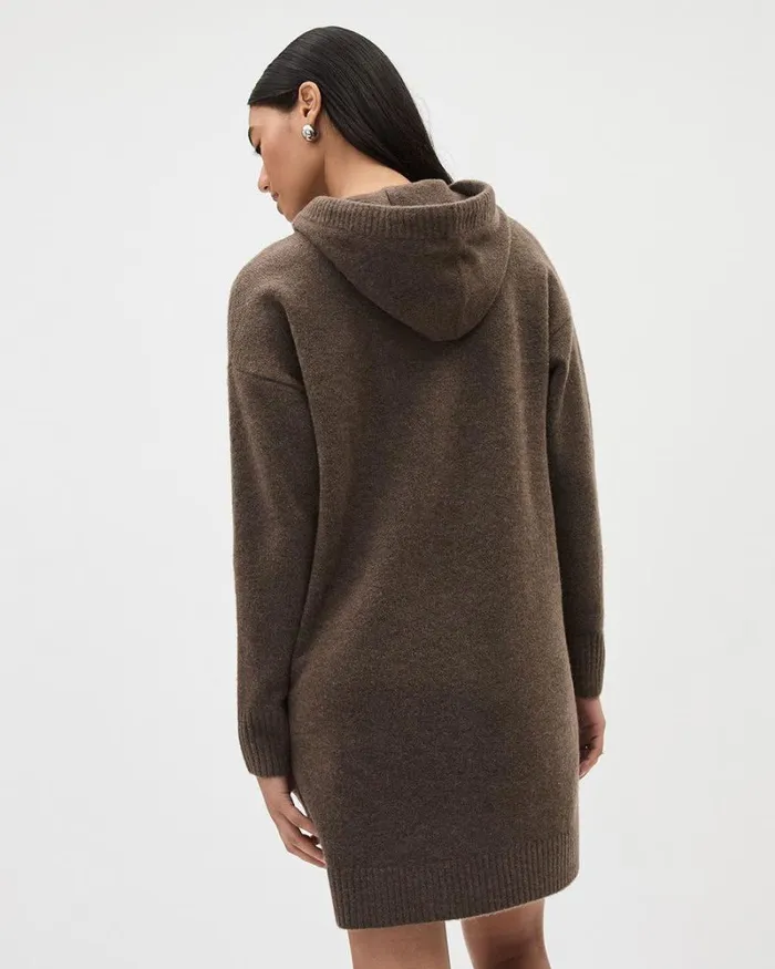 RWandCO Dresses LongSleeve Hooded Mini Dress Taupe Brown Mix 8211 Women RWandCO Dresses LongSleeve Hooded Mini Dress Taupe Brown Mix 8211 Women
