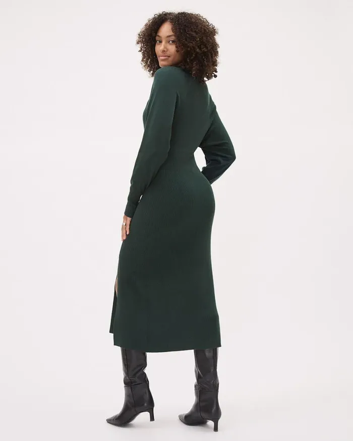 RWandCO Dresses LongSleeve MockNeck Fitted Ribbed Midi Dress Ponderosa Pine 8211 Women RWandCO Dresses LongSleeve MockNeck Fitted Ribbed Midi Dress Ponderosa Pine 8211 Women