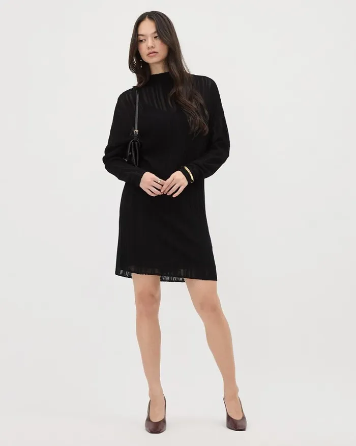 RWandCO Dresses Mini Ottoman Sweater Dress Black 8211 Women RWandCO Dresses Mini Ottoman Sweater Dress Black 8211 Women