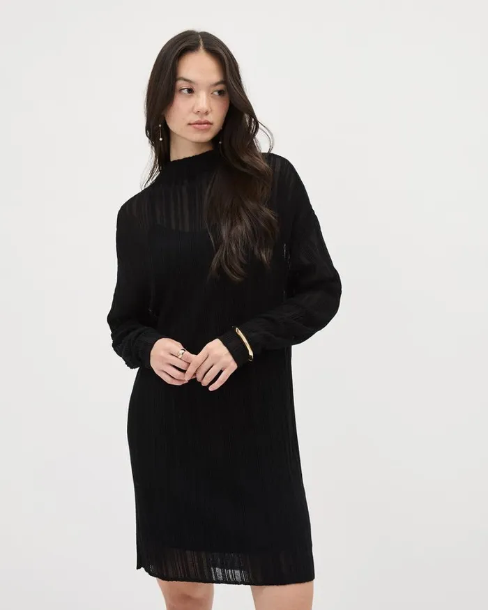 RWandCO Dresses Mini Ottoman Sweater Dress Black 8211 Women RWandCO Dresses Mini Ottoman Sweater Dress Black 8211 Women