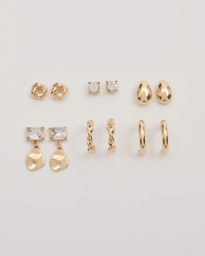 RWandCO Earrings Hoops And Stud Earrings 8211 6 Pairs Gold 8211 Women
