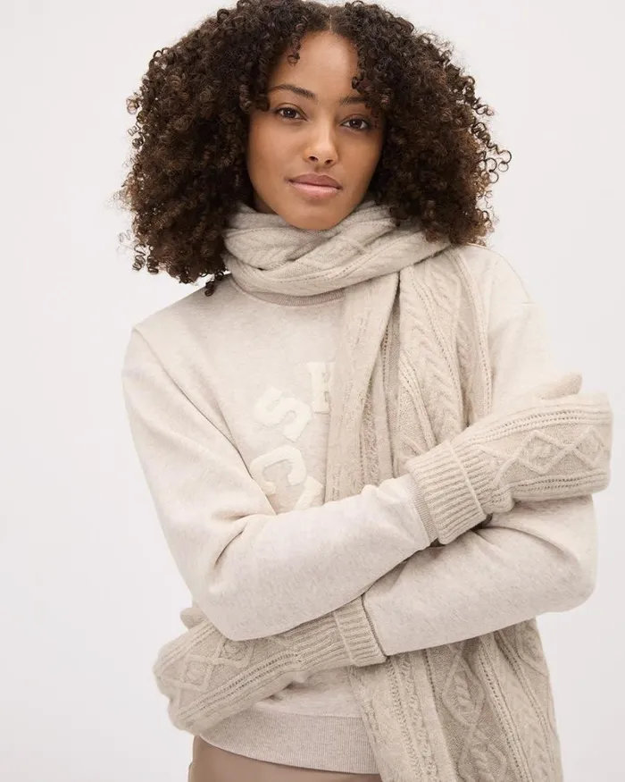 RWandCO Hats Gloves and Scarves CableKnit Mitts With Fleece Lining Oatmeal Mix8211 8211 Women RWandCO Hats Gloves and Scarves CableKnit Mitts With Fleece Lining Oatmeal Mix8211 8211 Women