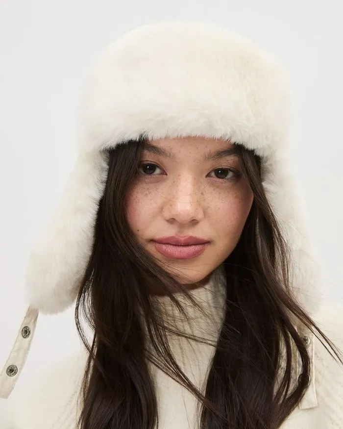 RWandCO Hats Gloves and Scarves Trapper Hat With Faux Fur Coconut Milk 8211 Women RWandCO Hats Gloves and Scarves Trapper Hat With Faux Fur Coconut Milk 8211 Women