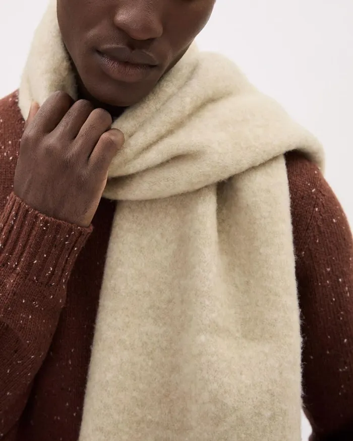 RWandCO Hats Gloves and Scarves Wide Solid Scarf With Fringes Beige 8211 Men RWandCO Hats Gloves and Scarves Wide Solid Scarf With Fringes Beige 8211 Men