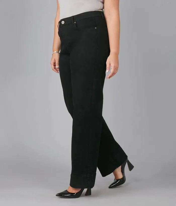 RWandCO Jeans Lola Jeans COLETTEBLK High Rise Wide Leg Jeans Plus Size Black 8211 Women