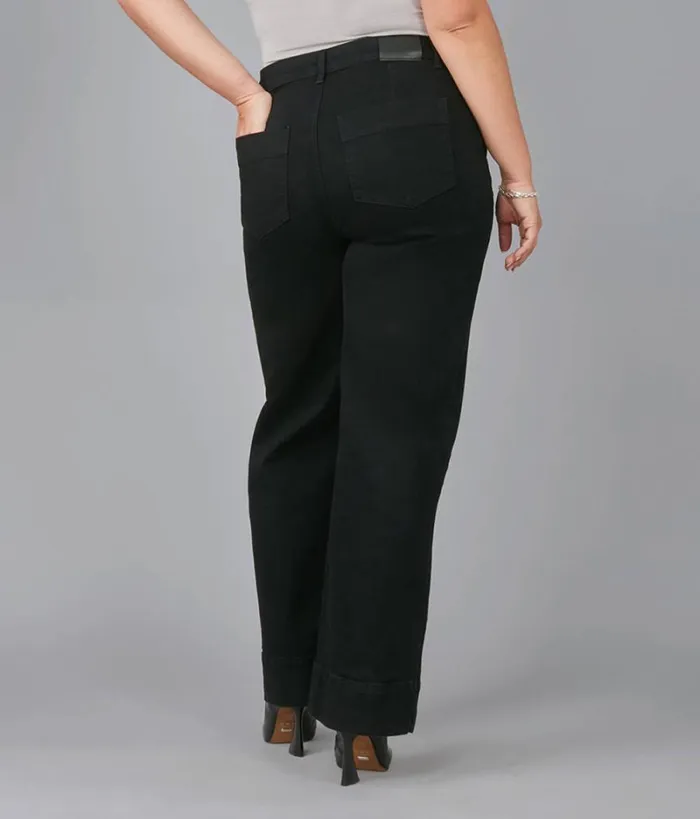 RWandCO Jeans Lola Jeans COLETTEBLK High Rise Wide Leg Jeans Plus Size Black 8211 Women