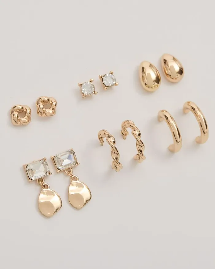 RWandCO Jewelry Hoops And Stud Earrings 8211 6 Pairs Gold 8211 Women RWandCO Jewelry Hoops And Stud Earrings 8211 6 Pairs Gold 8211 Women