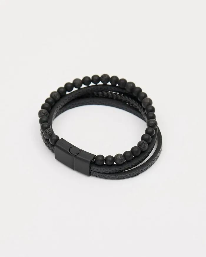 RWandCO Jewelry Triple Bracelet Black 8211 Men