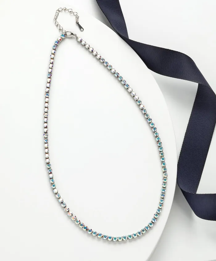 RWandCO Necklaces Rhodium Plated Tennis Cupchain Necklace In Aurora Borealis 8211 Callura Multicolor 8211 Women RWandCO Necklaces Rhodium Plated Tennis Cupchain Necklace In Aurora Borealis 8211 Callura Multicolor 8211 Women