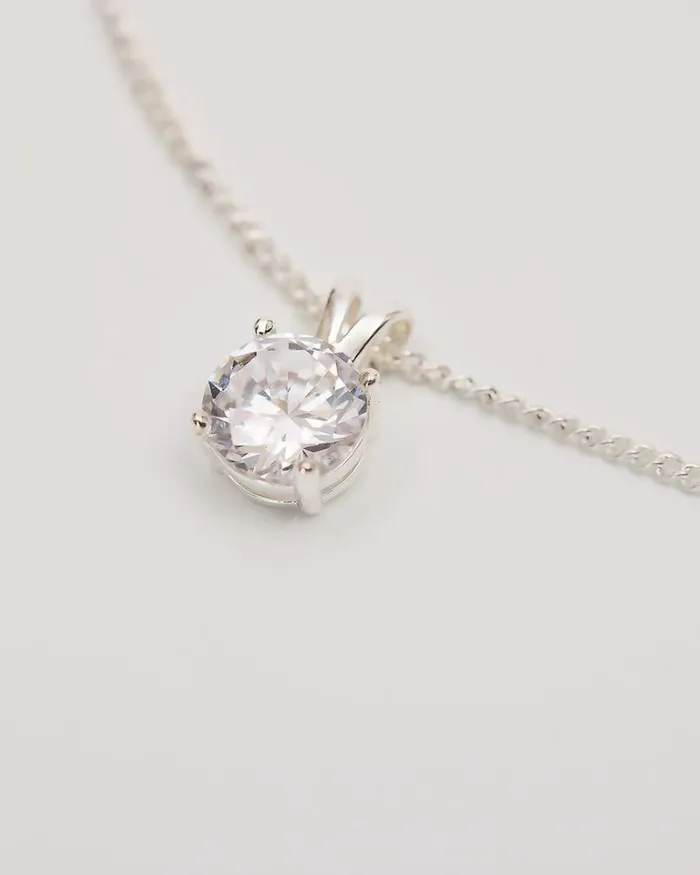 RWandCO Necklaces Short Necklace With Zirconia Pendant Silver 8211 Women RWandCO Necklaces Short Necklace With Zirconia Pendant Silver 8211 Women