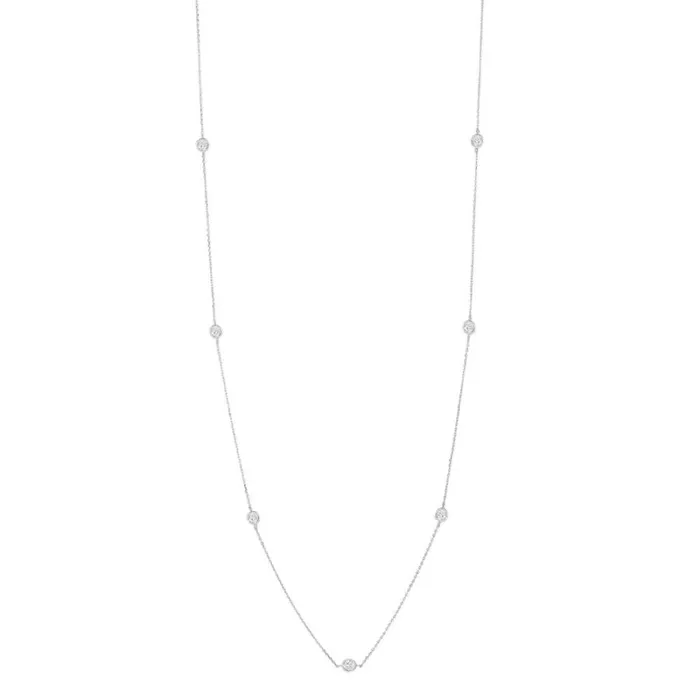 RWandCO Necklaces Sterling Silver Long Station Chain Clear CZ Necklace By Ag Sterling Silver 8211 Women RWandCO Necklaces Sterling Silver Long Station Chain Clear CZ Necklace By Ag Sterling Silver 8211 Women