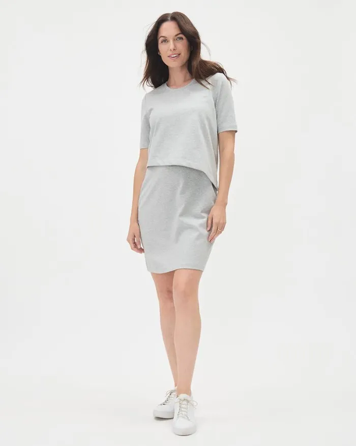 RWandCO Nursing Light Grey Set 8211 Fitted Dress And TShirt 8211 Thyme Maternity Light Grey Mix 8211 Women RWandCO Nursing Light Grey Set 8211 Fitted Dress And TShirt 8211 Thyme Maternity Light Grey Mix 8211 Women