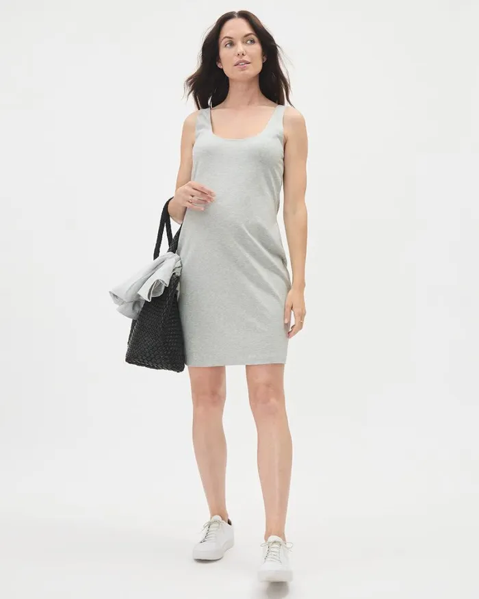 RWandCO Nursing Light Grey Set 8211 Fitted Dress And TShirt 8211 Thyme Maternity Light Grey Mix 8211 Women RWandCO Nursing Light Grey Set 8211 Fitted Dress And TShirt 8211 Thyme Maternity Light Grey Mix 8211 Women