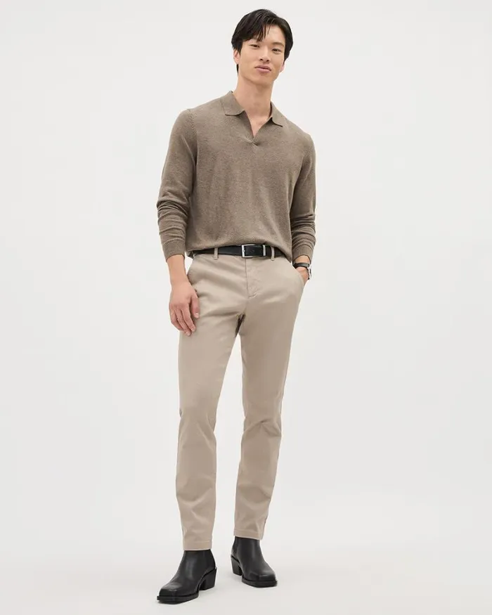 RWandCO Polos LongSleeve Cotton Sweater Polo With Johnny Collar Tamarindo 8211 Men RWandCO Polos LongSleeve Cotton Sweater Polo With Johnny Collar Tamarindo 8211 Men