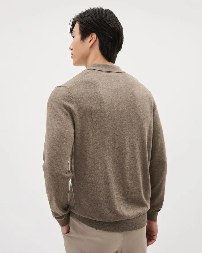 RWandCO Polos LongSleeve Cotton Sweater Polo With Johnny Collar Tamarindo 8211 Men RWandCO Polos LongSleeve Cotton Sweater Polo With Johnny Collar Tamarindo 8211 Men