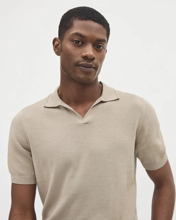RWandCO Polos ShortSleeve Cotton Polo Sweater With Johnny Collar Chocolate Aroma 8211 Men RWandCO Polos ShortSleeve Cotton Polo Sweater With Johnny Collar Chocolate Aroma 8211 Men