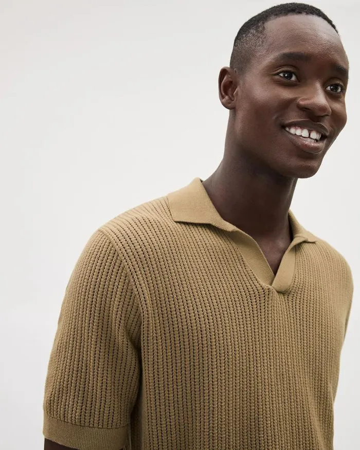 RWandCO Polos ShortSleeve Cotton Polo Sweater With Johnny Collar Ermine 8211 Men