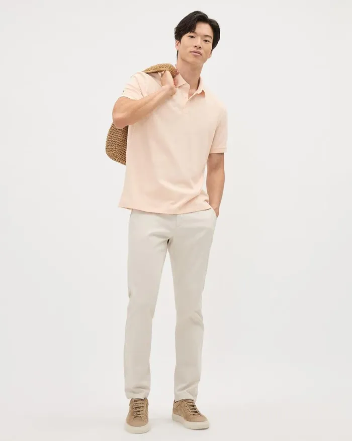 RWandCO Polos Solid ShortSleeve Polo Cream Tan 8211 Men RWandCO Polos Solid ShortSleeve Polo Cream Tan 8211 Men