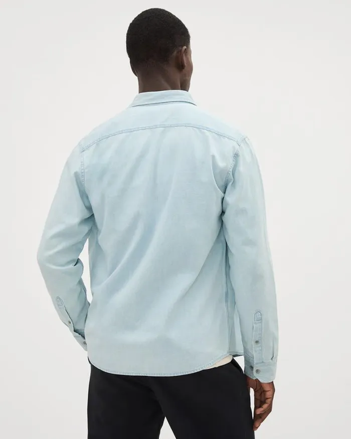 RWandCO Shirts LongSleeve Denim Shirt With Chest Pocket Bleach Denim 8211 Men RWandCO Shirts LongSleeve Denim Shirt With Chest Pocket Bleach Denim 8211 Men