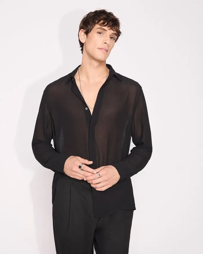 RWandCO Shirts RegularFit Sheer Dress Shirt Black 8211 Men RWandCO Shirts RegularFit Sheer Dress Shirt Black 8211 Men