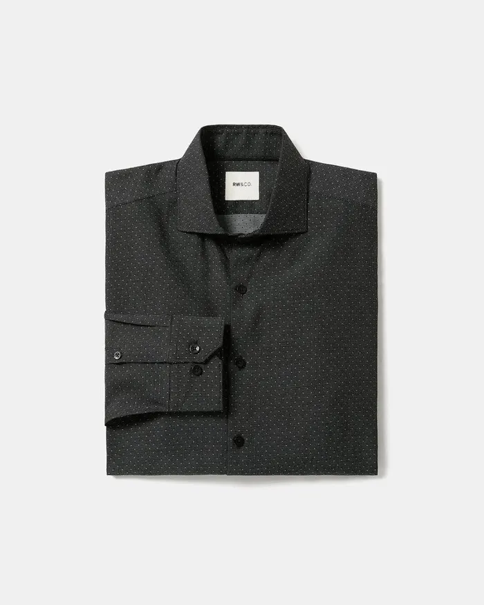 RWandCO Shirts SlimFit Dobby Dress Shirt With Micro Dots Charcoal 8211 Men