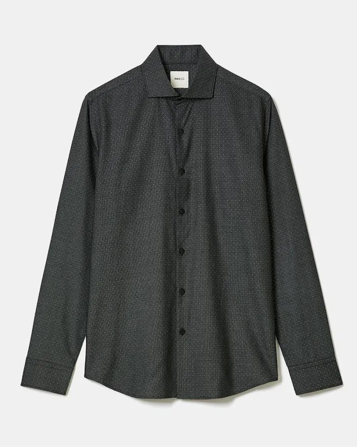 RWandCO Shirts SlimFit Dobby Dress Shirt With Micro Dots Charcoal 8211 Men