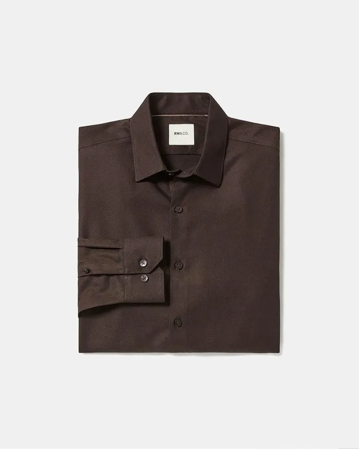 RWandCO Shirts SlimFit KnitLike Dress Shirt Intense Fudge Melange 8211 Men