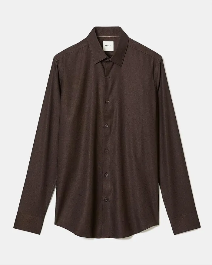 RWandCO Shirts SlimFit KnitLike Dress Shirt Intense Fudge Melange 8211 Men RWandCO Shirts SlimFit KnitLike Dress Shirt Intense Fudge Melange 8211 Men