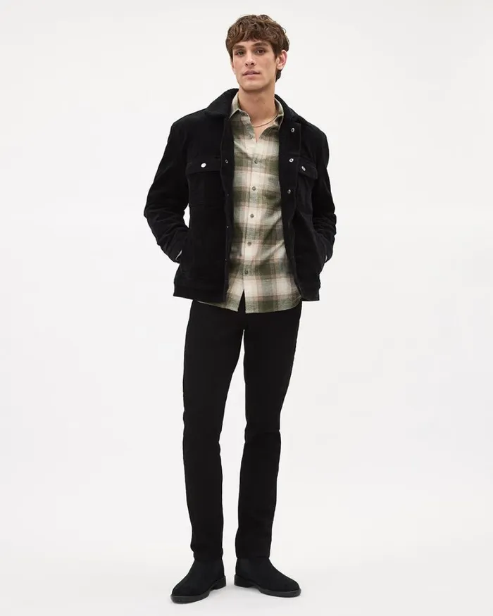 RWandCO Shirts SlimFit Plaid Flannel Shirt Dark Khaki 8211 Men RWandCO Shirts SlimFit Plaid Flannel Shirt Dark Khaki 8211 Men