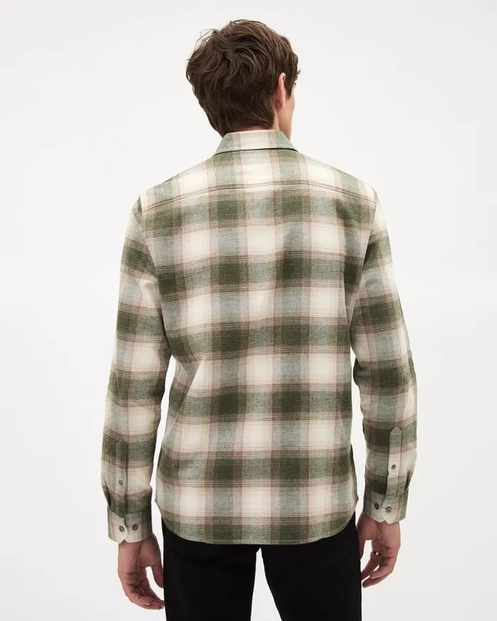 RWandCO Shirts SlimFit Plaid Flannel Shirt Dark Khaki 8211 Men RWandCO Shirts SlimFit Plaid Flannel Shirt Dark Khaki 8211 Men